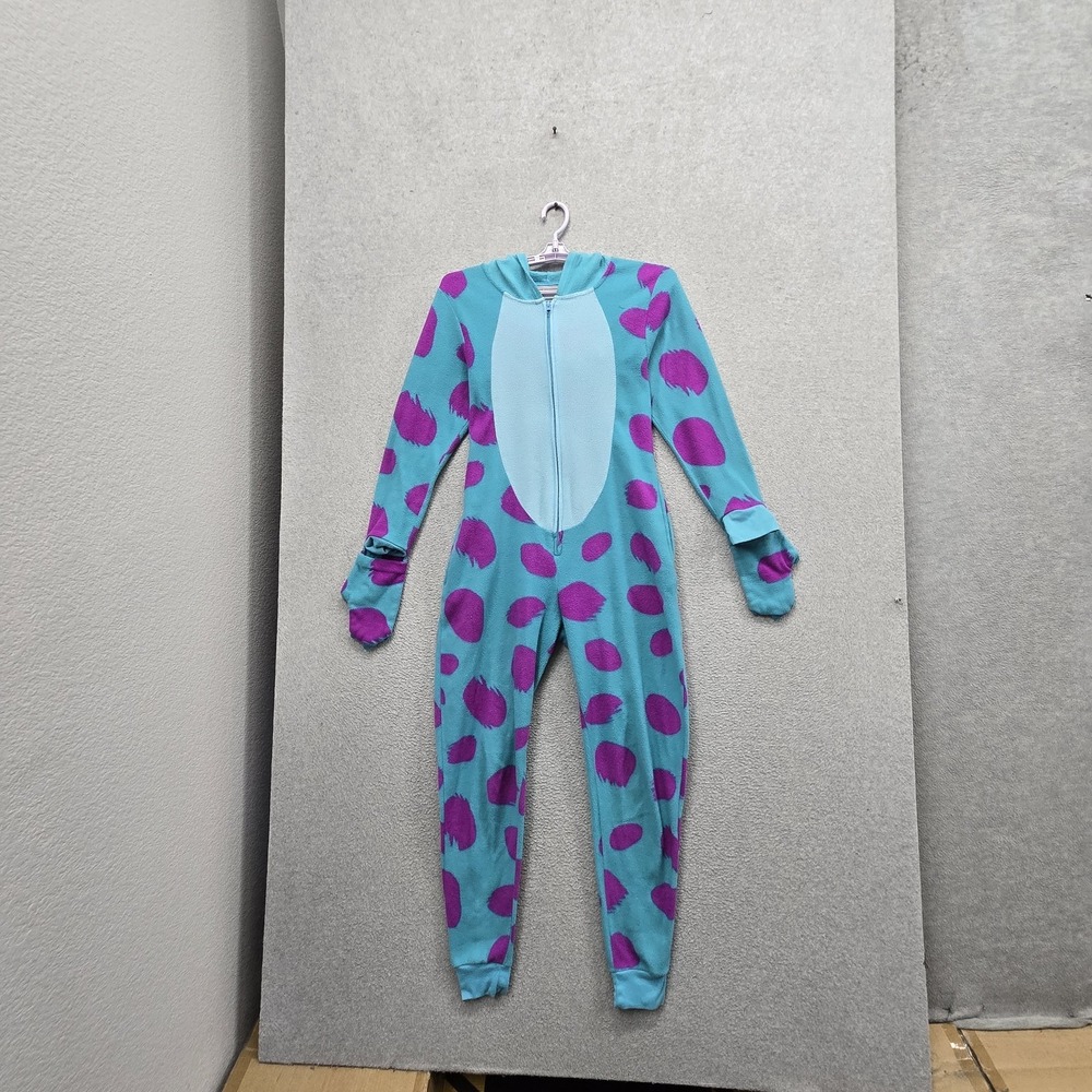 Disney Women Sleepwear S Teal Monster Inc Sherpa Fleece Jumpsuit Pajama